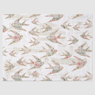 Papel De Seda Vintage Script Ephemera Watercoloración Floral Tra