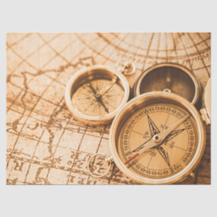 Papel De Seda Vintage Sepia Compass Map Decoupage