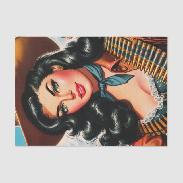 Papel De Seda Vintage Sheriff Pin-up (Anverso)