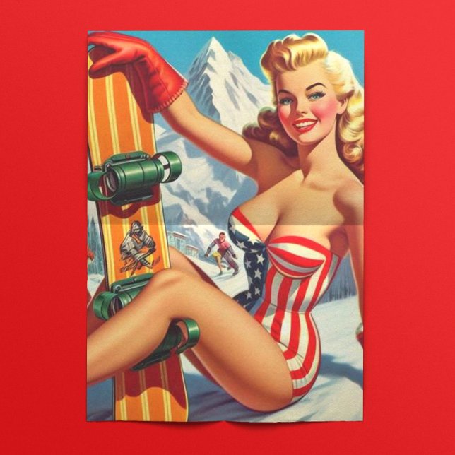 Papel De Seda Vintage Snowboard Pin Up (Subido por el creador)