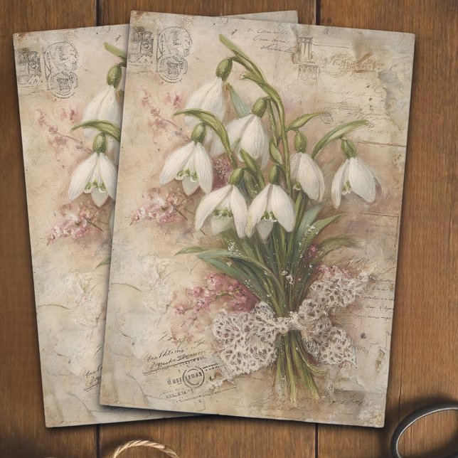 Papel De Seda Vintage Snowdrop Bouquet Decoupage Ephemera (Subido por el creador)