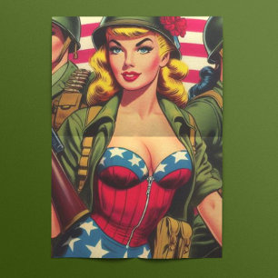 Papel De Seda Vintage Soldier Military Pin-up