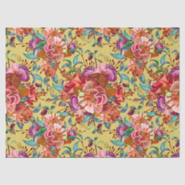 Papel De Seda Vintage Spring Watercolor Fuchsia Blooms