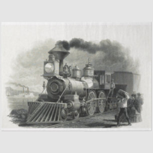 Papel De Seda Vintage Steam Train