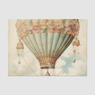 Papel De Seda Vintage Steampunk Blue Hot Air Balloon