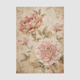 Papel De Seda Vintage Style Shades of Pink Peonies Background
