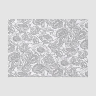 Papel De Seda Vintage Sunflower Elegante Decoupage Toile Gray
