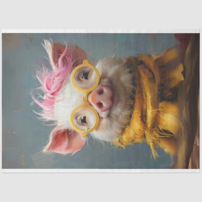 Papel De Seda Vintage Sunny Snout Pig Decoupage (Anverso)