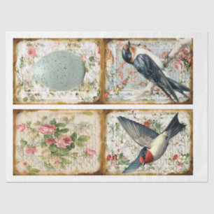 Papel De Seda Vintage Swallow y primavera de flores