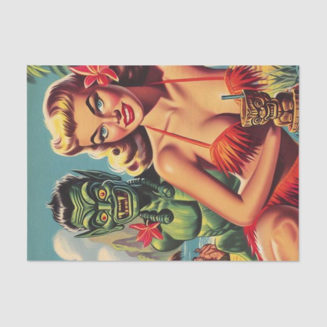 Papel De Seda Vintage Tiki Pin Up (Anverso)