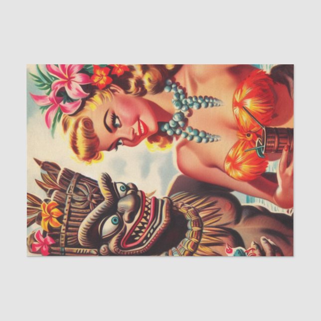 Papel De Seda Vintage Tiki Pin-up (Anverso)