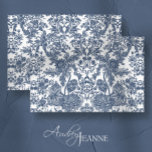 Papel De Seda Vintage Toile Floral Naval azul y blanco<br><div class="desc">Versión a gran escala de, "Papel de tejido pesado de tela de tela azul de la Marina Floral de tela azul blanca de tela vintage". Elegante estilo victoriano o jacobeo con flores de color azul marino y blanco de hojas de w. Todas las obras de arte fueron diseñadas gráficamente por...</div>