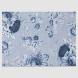 Papel De Seda Vintage Toile floral No.4 de los azules añiles