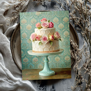 Papel De Seda Vintage torta chic de boda blanco chic rosas de co