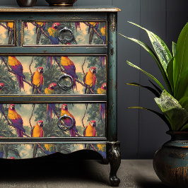 Papel De Seda Vintage Tropical Parrots Victorian Upcycling