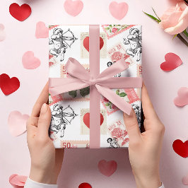 Papel De Seda Vintage Valentine Cupido y estampillas