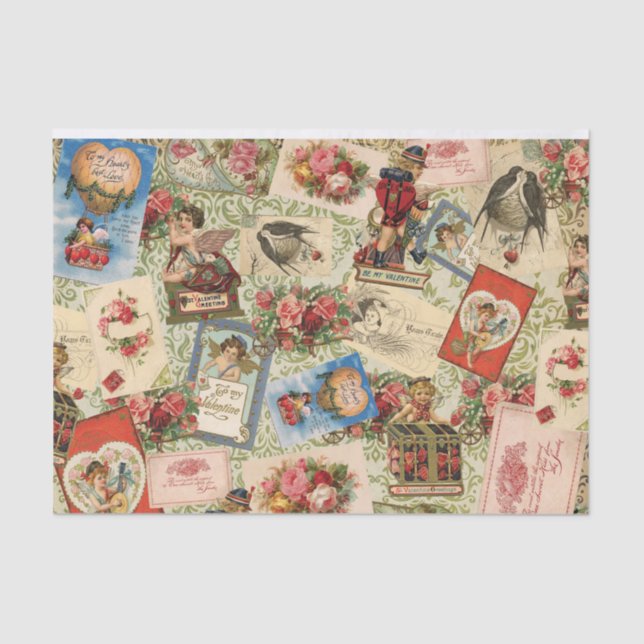 Papel De Seda Vintage Valentine Tissue Paper (Anverso)