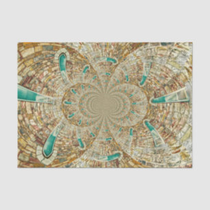 Papel De Seda Vintage Verde azulado Brown Abstract Church Window