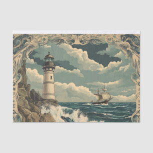 Papel De Seda Vintage Victorian Nautical Lighthouse Decoupage