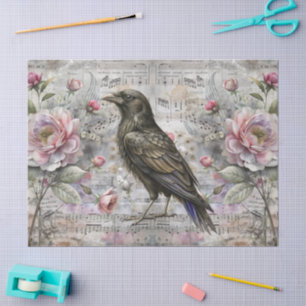 Papel De Seda Vintage Victoriana Floral Sheet Music & Raven