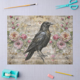 Papel De Seda Vintage Victoriana Floral Sheet Music & Raven