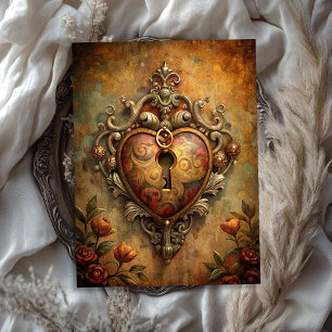 Papel De Seda Vintage victoriano cerradura de llave metalizado o