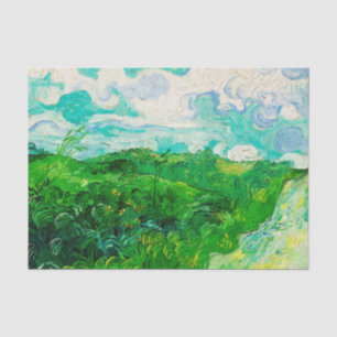 Papel De Seda Vintage Vincent Van Gogh Campos de Trigo Verde