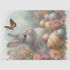 Papel De Seda Vintage Watercolor Easter Bunny / Huevos