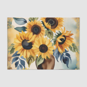 Papel De Seda Vintage Watercolor Sunflower
