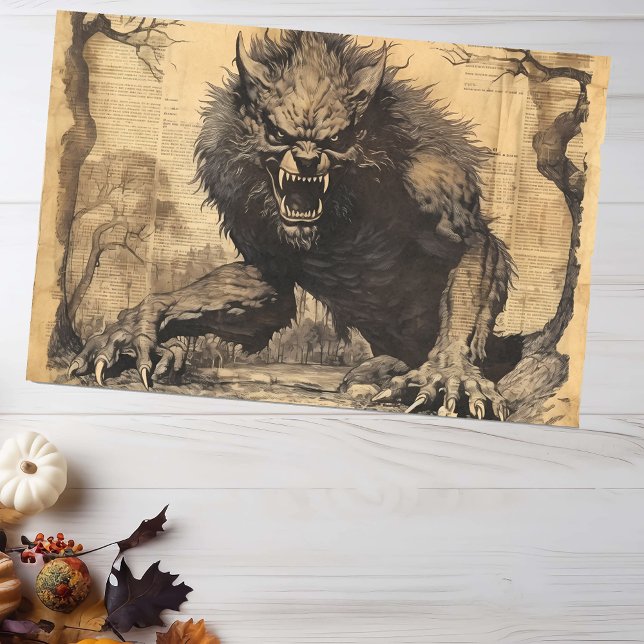 Papel De Seda Vintage Werewolf Halloween Decoupage (Subido por el creador)