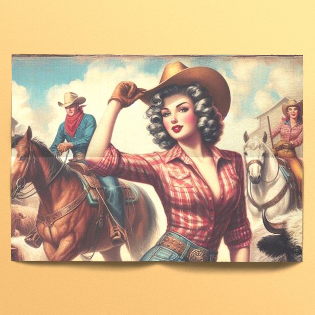 Papel De Seda Vintage Western Cowgirl (Subido por el creador)