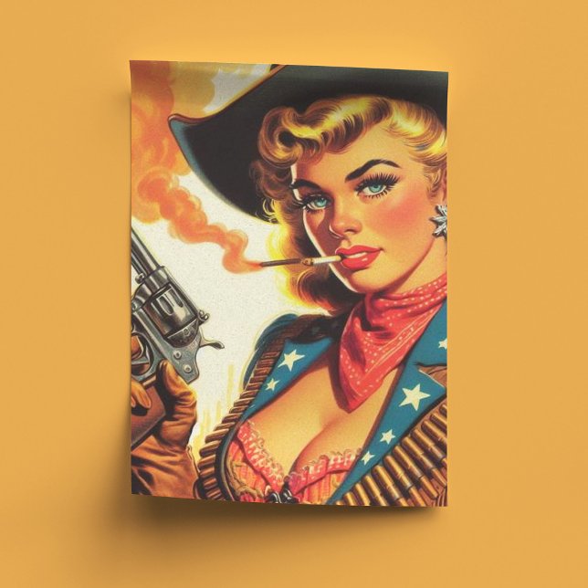 Papel De Seda Vintage Western Cowgirl Pin Up (Subido por el creador)