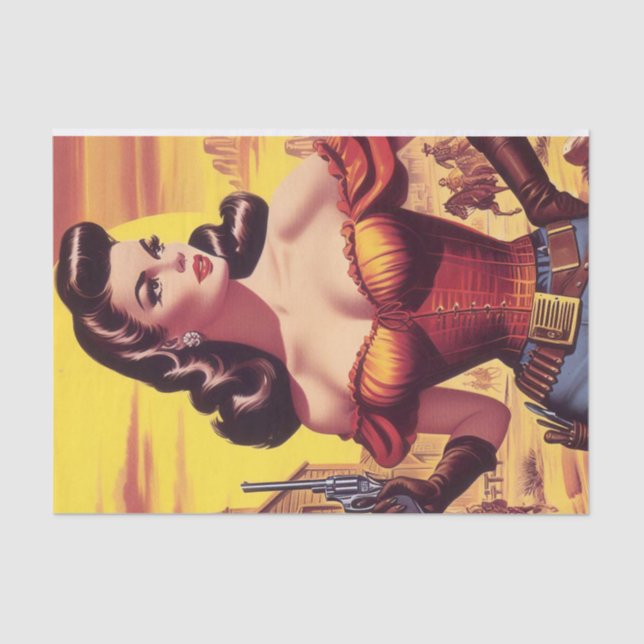 Papel De Seda Vintage Western Pin up (Anverso)