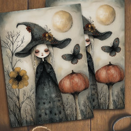Papel De Seda Vintage Whimsical Dreamy Witch Halloween Decoupage