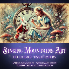 Papel De Seda Vintage Whimsical Fantasy Alicia Decoupage Rabbit