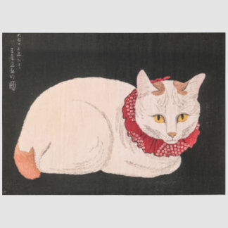 Papel De Seda Vintage White Cat - Takahashi Shotei Decoupage