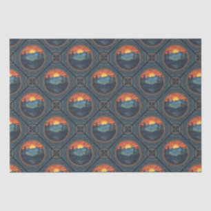 Papel De Seda Vintage Wilderness Sunset Mandala Tile Geométrico