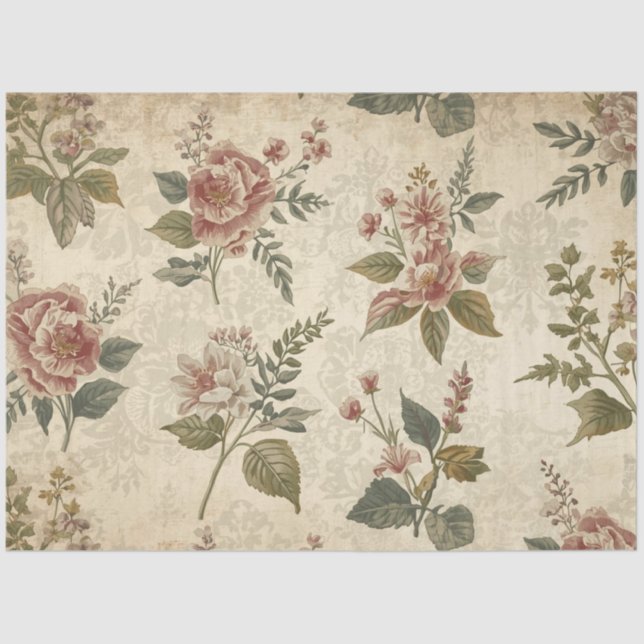 Papel De Seda Vintage Wildflower Decoupage Tissue Paper (Anverso)