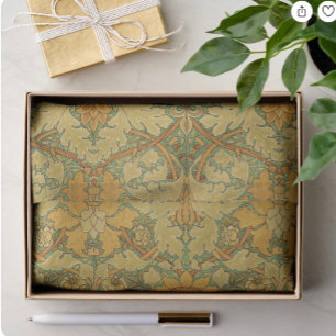 Papel De Seda Vintage William Morris Naranja Amarillo Verde