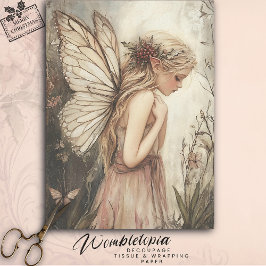 Papel De Seda Vintage Winter Woodland Fairy con Holly & Berries