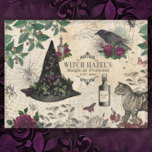 Vintage Witch Floral Halloween Ephemera