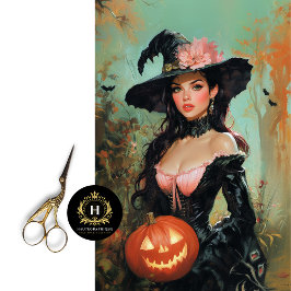 Papel De Seda Vintage Witch Halloween Decoupage