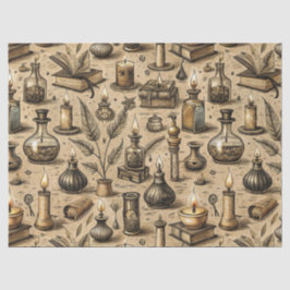 Papel De Seda Vintage Witchcraft Books & Candles Pattern