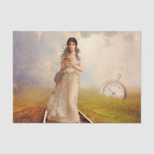 Papel De Seda Vintage Woman on the Railroad Decoupage