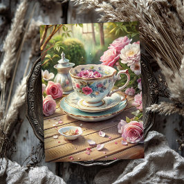 Papel De Seda Vintage y elegante taza inglesa con rosas de té
