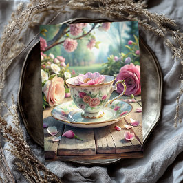 Papel De Seda Vintage y elegante taza inglesa con rosas de té