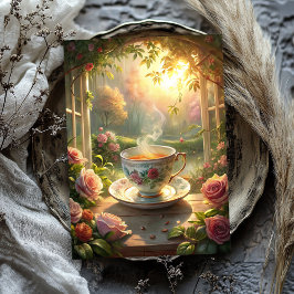 Papel De Seda Vintage y elegante taza inglesa con rosas de té