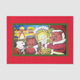 PAPEL DE SEDA VINTAJE NATIVIDAD ILUSTRACION DE GATOS COMO NATIVI