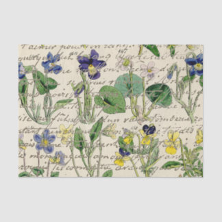 Papel De Seda Viola de escritura francesa de oro flor vintage