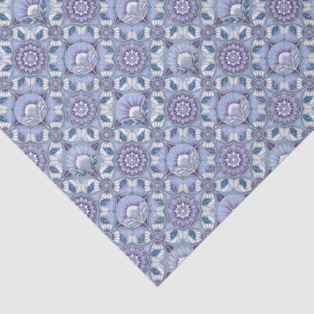 Papel De Seda Violet, Lavender, Lilac, Blues & White Art Deco  (Detalle)